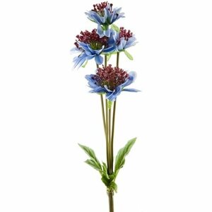 Цветок искусственный на ножке Gloria Garden "Циния голубая" 48 см