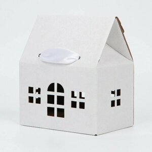 Дарите Счастье Коробка складная «Домик, белый », 15 х 18 х 10 см
