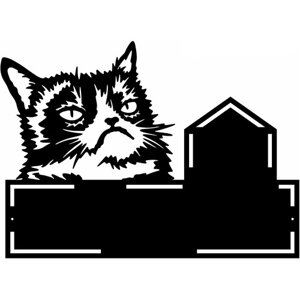Декоративная адресная табличка из металла "Злой кот"