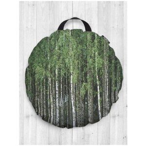 Декоративная подушка сидушка JoyArty "Густой березовый лес" на пол круглая, 52 см