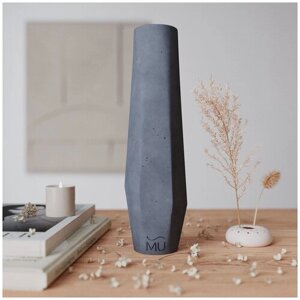 Декоративная ваза для сухоцветов Megan M, 30 см, бетон, графитовая матовая