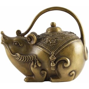 Декоративный чайник "Крыса с монетами"Латунь, металл, чеканка. Китай, вторая половина ХХ века.