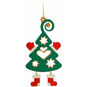 Деревянная елочная игрушка ручной работы "Елочка подвеска плоская", новогодние украшения
