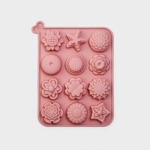 Доляна Форма для выпечки Доляна «Цветы», силикон, 12 ячеек, 20,515,62 см, цвет розовый