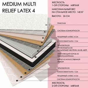 Двухсторонний матрас XMATRAS Medium MULTI Relief 4 размер 110х190, высотой 26 см, жесткость низкая