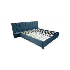Двуспальная кровать Сидней 140x200 с подъемным механизмом и с коробом для белья велюр бирюзовый ножки 13 см хром