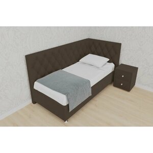 Двуспальная кровать Версаль Угловая 140x200 основание металлическое с ламелями велюр коричневый ножки 13 см хром угол левый