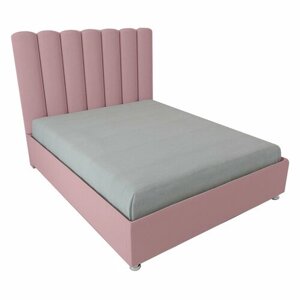 Двуспальная кровать Женева Нью 140x200 основание металлическое с ламелями велюр розовый ножки 5 см