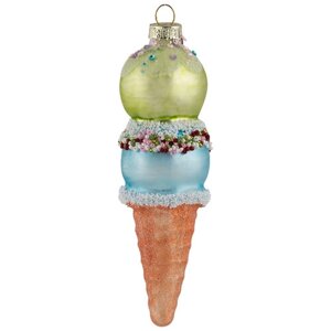 Елочная игрушка Волшебная страна Мороженое 106236, зеленый/голубой, 14.7 см