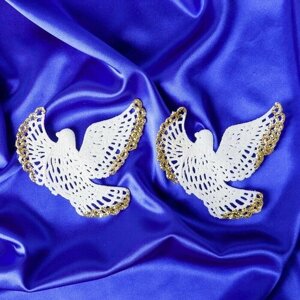 Елочные украшения Зимнее волшебство "Птица", 12х12 см, бело-золотистые, 2 шт