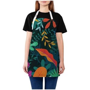 Фартук кухонный JoyArty "Лесные листья и растения", универсальный размер для женщин и мужчин