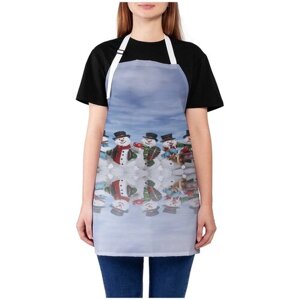 Фартук женский для готовки JoyArty "Коллектив снеговиков", универсальный размер