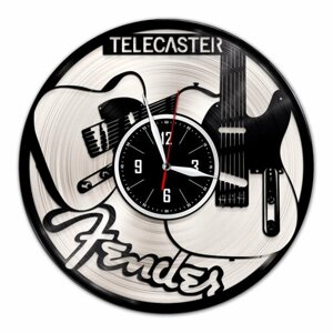 Fender Telecaster - настенные часы из виниловой пластинки (с серебряной подложкой)