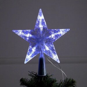 Фигура "Звезда Белая ёлочная" 16x16 см, пластик, нить, 10 LED, AAх2, фиксинг, белый