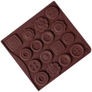 Форма для конфет Доляна Пуговки, 16 ячеек, коричневый
