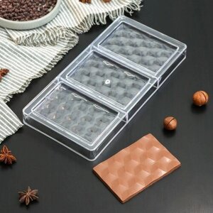 Форма для шоколада и конфет KONFINETTA «Плитка шоколада», 27,413,52,5 см, 3 ячейки, ячейка 7,511,3 см