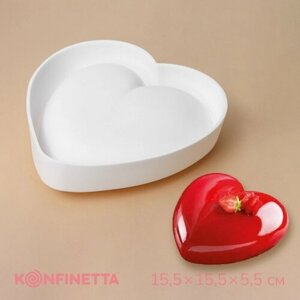 Форма для выпечки и муссовых десертов KONFINETTA «Сердце», силикон, 15,515,55,5 см, цвет белый