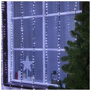 Гирлянда уличная "Водопад", светодиодная электрогирлянда штора на окна и фасад, праздничный декор на Новый год, украшение для дома и улицы, 2 х 3 м, IP44, УМС, тёмная нить, 800 LED, свечение белое, 8 режимов, 220 В