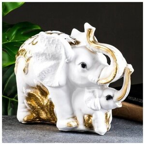 Хорошие сувениры Копилка "Слон со слонёнком" золотой, 16х33х25см микс