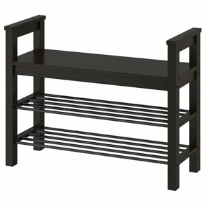 Икеа Хемнэс HEMNES Оригинал скамья с полкой для обуви, 85х32х65 см, черно-коричневый