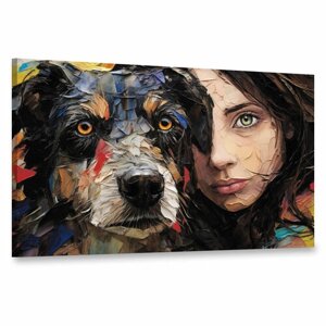 Интерьерная картина 100х60 "Хозяин и собака"