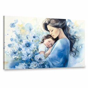 Интерьерная картина 100х60 "Мама в голубом"