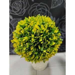 Искусственное растение шар самшитовый, d 30 см, цвет желто-зеленый, декоративная зелень.