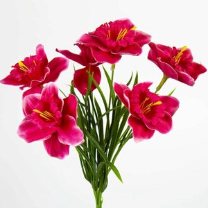 Искусственные цветы Красные нарциссы 3 веточки 30 см