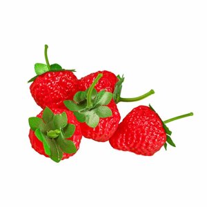 Искусственные ягоды для декора "Клубника" 36х32 мм / Муляж фруктов 5 шт.