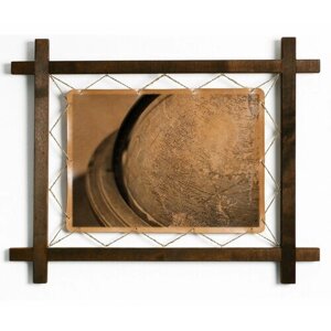 Картина "Глобус", гравировка на натуральной коже, интерьерная для украшения и декора на стену в деревянной раме, подарок, BoomGift
