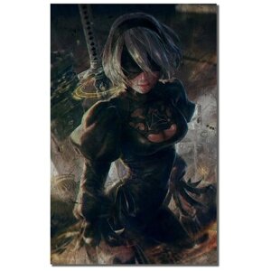 Картина интерьерная на рельефной доске, рисунок игра Nier Automata 5848 В