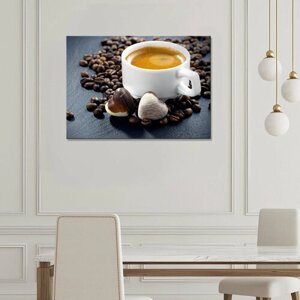 Картина/Картина на холсте для интерьера/Картина на стену/Картина для кухни/Кофе и конфеты (2) 50х70
