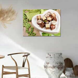 Картина/Картина на холсте для интерьера/Картина на стену/Картина для кухни/Шоколадные конфеты с фисташкой 50х70