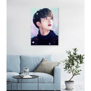 Картина/Картина на холсте/Картина на холсте для интерьера/Картина на стену/Картина в подарок для дома/BTS Ким Сокджин портрет 40х60