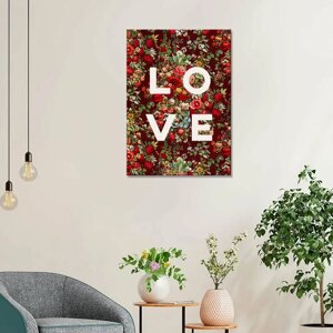 Картина/Картина на холсте/Картина на холсте для интерьера/ Картина на стену/ Картина в подарок для дома/цветы любовь LOVE 40х60