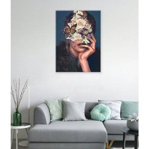 Картина/Картина на холсте/Картина на холсте для интерьера/Картина на стену/Картина в подарок для дома/Vintage Woman And Flowers 50х70