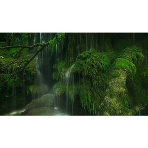 Картина на холсте 60x110 Альянс Лес "Франция водопад мох" на подрамнике / интерьер/ декор