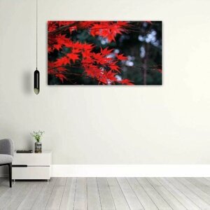 Картина на холсте 60x110 LinxOne "Клён осень листья ветки" интерьерная для дома / на стену / на кухню / с подрамником