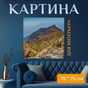 Картина на холсте "Пейзаж, природа, тенерифе" на подрамнике 75х75 см. для интерьера