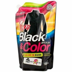 Kerasys Жидкое средство для стирки черное И цветное, мягкая упаковка 1300 мл Aekyung Wool Shampoo Black & Color