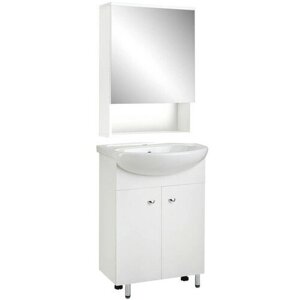 Клик Мебель Комплект мебели: для ванной комнаты "Вега 55"зеркало-шкаф + тумба + раковина