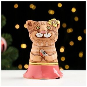 Колокольчик "Кошка в платье", розовый, керамика 9349283