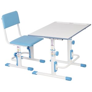 Комплект парта + стул Polini Kids парта-трансформер M1 и стул регулируемый L 75x55 см белый/синий