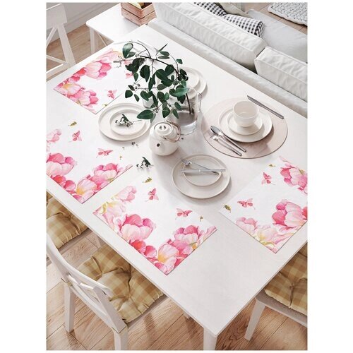 Комплект салфеток JoyArty "Бабочки над тюльпанам" для сервировки стола (32х46 см, 4 шт.)
