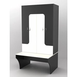 Комплект шкафов для раздевалок со скамейкой "тренер"1, Черный и Белый 100 x 85 x 190 см
