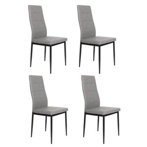 Комплект стульев Цвет Мебели Cafe-2 на черных ножках, металл/искусственная кожа, 4 шт., цвет: серый