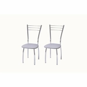 Комплект стульев "Марк-02" 2 шт - Серый (экокожа) / Хром