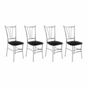 Комплект стульев "Трилогия-04" 4 шт - Черный (экокожа) / Хром