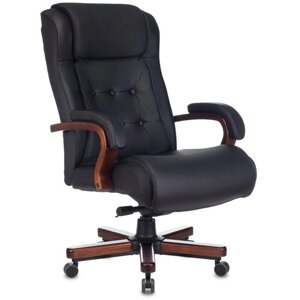 Компьютерное кресло Бюрократ T-9926Walnut для руководителя, обивка: натуральная кожа/искусственная кожа, цвет: черный
