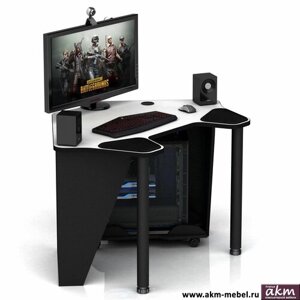 Компьютерные столы фабрики AKM-MEBEL Угловой геймерский стол DX Stealth Black Edition Белый